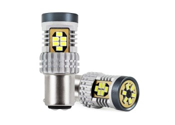 Amio - ΛΑΜΠΑΚΙΑ ΔΙΠΟΛΙΚΑ LED ΛΕΥΚΑ CAN-BUS P21/5w BAY15D 12/24V 24xSMD 3020 - 2 TEM. (02798/AM)