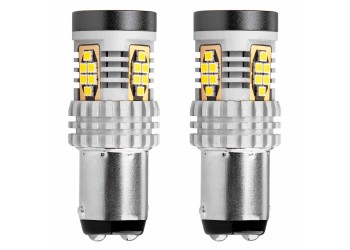 Amio - ΛΑΜΠΑΚΙΑ ΔΙΠΟΛΙΚΑ LED ΛΕΥΚΑ CAN-BUS P21/5w BAY15D 12/24V 24xSMD 3020 - 2 TEM. (02798/AM)