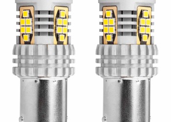 Amio - ΛΑΜΠΑΚΙΑ ΔΙΠΟΛΙΚΑ LED ΛΕΥΚΑ CAN-BUS P21/5w BAY15D 12/24V 24xSMD 3020 - 2 TEM. (02798/AM)