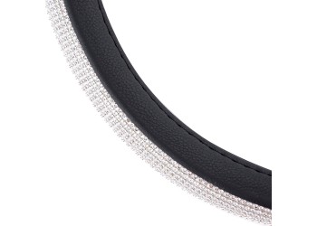 Amio - ΚΑΛΥΜΜΑ ΤΙΜΟΝΙΟΥ SWC-35 M 37-39cm ΣΕ ΜΑΥΡΟ ΧΡΩΜΑ ΜΕ ΠΕΡΙΜΕΤΡΙΚΑ STRASS - 1 ΤΕΜ. (02808/AM)