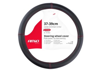Amio - ΚΑΛΥΜΜΑ ΤΙΜΟΝΙΟΥ SWC-38 M 37-39cm ΣΕ ΜΑΥΡΟ CARBON ΧΡΩΜΑ ΜΕ ΚΟΚΚΙΝΗ ΡΑΦΗ - 1 ΤΕΜ. (02811/AM)