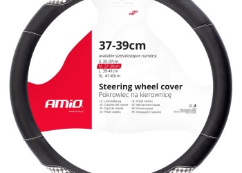 Amio - ΚΑΛΥΜΜΑ ΤΙΜΟΝΙΟΥ 37/39CM SWC-39-M ΜΑΥΡΟ ΜΕ ΛΕΥΚΗ ΡΑΦΗ ΔΕΡΜΑΤΙΝΗ ( ΚΑΡΟ ΣΗΜΑΙΑ) - 1 ΤΕΜ. (02812/AM)
