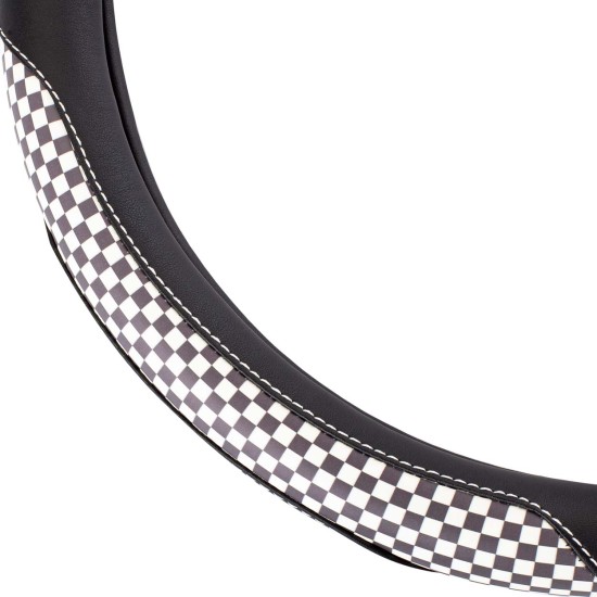 Amio - ΚΑΛΥΜΜΑ ΤΙΜΟΝΙΟΥ 37/39CM SWC-39-M ΜΑΥΡΟ ΜΕ ΛΕΥΚΗ ΡΑΦΗ ΔΕΡΜΑΤΙΝΗ ( ΚΑΡΟ ΣΗΜΑΙΑ) - 1 ΤΕΜ. (02812/AM)