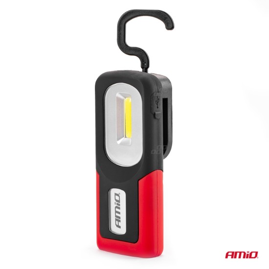Amio - ΦΑΚΟΣ ΕΡΓΑΣΙΑΣ ΧΕΙΡΟΣ ΜΕ ΓΑΝΤΖΟ/ΜΑΓΝΗΤΗ MICRO USB COB LED 1200mAh 50x31x117mm - 1 τεμ. (02816/AM)