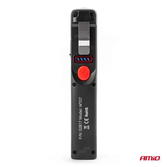 Amio - ΦΑΚΟΣ ΕΡΓΑΣΙΑΣ ΧΕΙΡΟΣ ΜΕ ΓΑΝΤΖΟ/ΜΑΓΝΗΤΗ MICRO USB COB+XPE LED 1200mAh 22x28x164mm - 1 τεμ. (02817/AM)