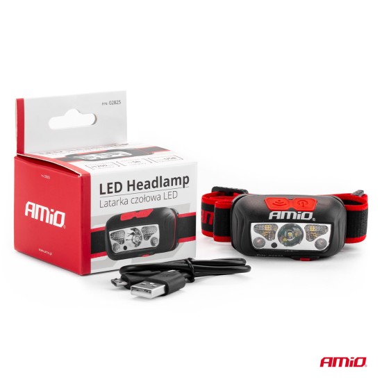 Amio - ΦΑΚΟΣ ΚΕΦΑΛΗΣ ΕΡΓΑΣΙΑΣ LH03 1200mAh MICRO USB XPE+2LED+2SMD 180FLUX 8x7x7cm - 1 τεμ. (02825/AM)