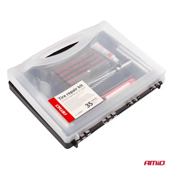 Amio - ΚΙΤ ΕΠΙΣΚΕΥΗΣ ΕΛΑΣΤΙΚΩΝ ΜΕ ΚΟΡΔΟΝΙ 36ΤΕΜ ΣΕ ΚΟΥΤΙ ΜΕΤΑΦΟΡΑΣ - 1 τεμ. (02829/AM)