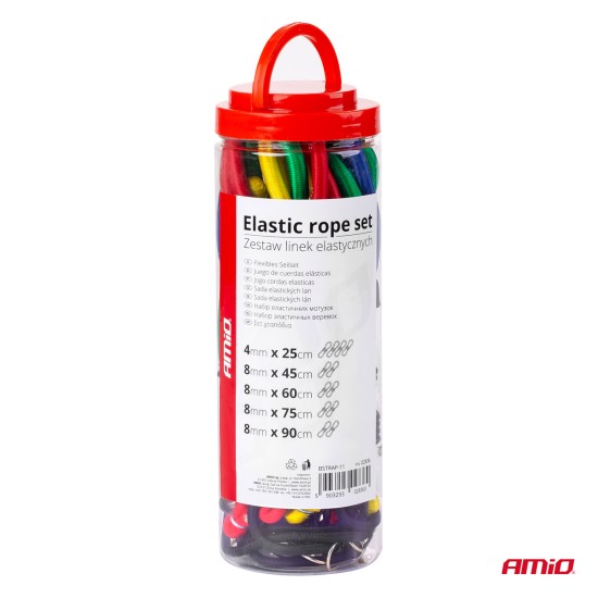 Amio - ΧΤΑΠΟΔΙΑ ΕΛΑΣΤΙΚΑ (4mmΧ25cm 4ΤΕΜ)(8mmX45cm 2ΤΕΜ)(8mmΧ60cm 2ΤΕΜ)(8mmX75cm 2ΤΕΜ)(8mmX90cm 2ΤΕΜ) - 12 ΤΕΜ. (02836/AM)