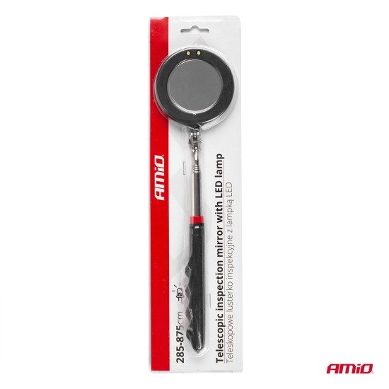 Amio - ΚΑΘΡΕΠΤΗΣ ΧΕΙΡΟΣ ΤΗΛΕΣΚΟΠΙΚΟΣ 50mm 28-87cm 360 ΜΟΙΡΕΣ ΜΕ ΦΩΣ LED - 1 ΤΕΜ. (02840/AM)