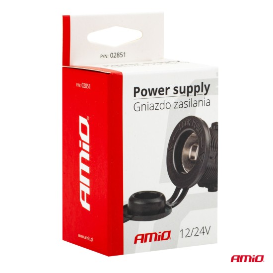 Amio - ΠΡΙΖΑ ΑΝΑΠΤΗΡΑ ΜΕ ΚΑΠΑΚΙ 12/24V ΜΑΥΡΗ MOD-01 - 1 τεμ. (02851/AM)