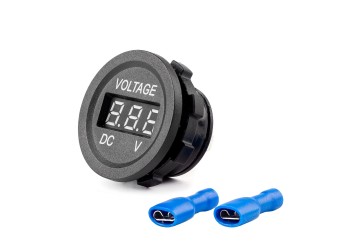 Amio - ΒΟΛΤΟΜΕΤΡΟ ΨΗΦΙΑΚΟ ΣΕ ΠΡΙΖΑ ΣΤΡΟΓΓΥΛΟ ΜΕ ΚΟΚΚΙΝΟ ΦΩΣ 3-32V Φ 37mm x 32mm MOD-02 - 1 τεμ. (02852/AM)