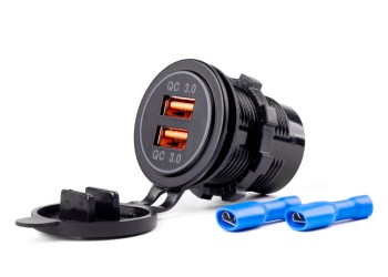 Amio - ΠΡΙΖΑ ΦΟΡΤΙΣΗΣ ΜΕ 2 ΘΥΡΕΣ USB 12/24V 3.0A Φ37mmX51mm QUICK CHARGE 12/24V MOD-05 - 1 τεμ. (02855/AM)