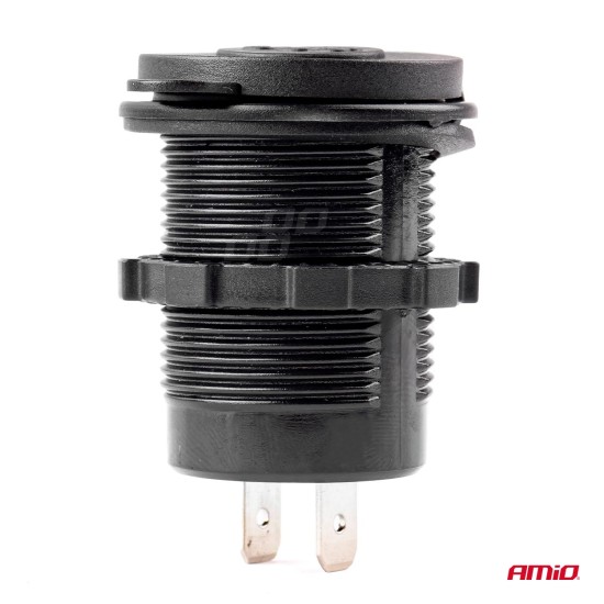 Amio - ΠΡΙΖΑ ΦΟΡΤΙΣΗΣ ΜΕ 2 ΘΥΡΕΣ USB 12/24V 3.0A Φ37mmX51mm QUICK CHARGE 12/24V MOD-05 - 1 τεμ. (02855/AM)