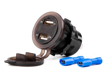 Amio - ΠΡΙΖΑ ΦΟΡΤΙΣΗΣ ΜΕ 2 ΘΥΡΕΣ USB ΨΗΦΙΑΚΟ ΒΟΛΤΟΜΕΤΡΟ ΜΕ ΚΑΠΑΚΙ ΜΑΥΡΗ 12/24V 5V 3.1A MOD-6 -1 ΤΕΜ. (02856/AM)