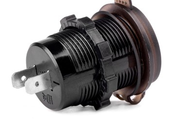 Amio - ΠΡΙΖΑ ΦΟΡΤΙΣΗΣ ΜΕ 2 ΘΥΡΕΣ USB ΨΗΦΙΑΚΟ ΒΟΛΤΟΜΕΤΡΟ ΜΕ ΚΑΠΑΚΙ ΜΑΥΡΗ 12/24V 5V 3.1A MOD-6 -1 ΤΕΜ. (02856/AM)