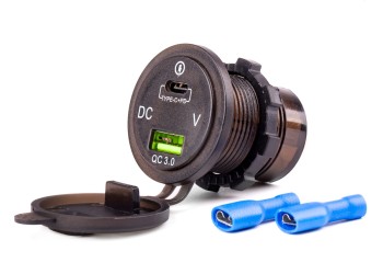 Amio - ΠΡΙΖΑ ΦΟΡΤΙΣΗΣ ΜΕ 2 ΘΥΡΕΣ USB + TYPE C ΚΑΙ ΨΗΦΙΑΚΟ ΒΟΛΤΟΜΕΤΡΟ ΜΕ ΚΑΠΑΚΙ ΜΑΥΡΗ 12/24V - 1 τεμ.5-12V 3.0A QUICK CHARGER MOD-07 (02857/AM)