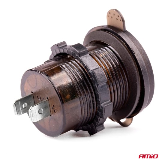 Amio - ΠΡΙΖΑ ΦΟΡΤΙΣΗΣ ΜΕ 2 ΘΥΡΕΣ USB + TYPE C ΚΑΙ ΨΗΦΙΑΚΟ ΒΟΛΤΟΜΕΤΡΟ ΜΕ ΚΑΠΑΚΙ ΜΑΥΡΗ 12/24V - 1 τεμ.5-12V 3.0A QUICK CHARGER MOD-07 (02857/AM)