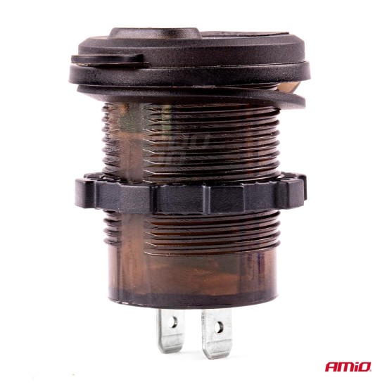 Amio - ΠΡΙΖΑ ΦΟΡΤΙΣΗΣ ΜΕ 2 ΘΥΡΕΣ USB + TYPE C ΚΑΙ ΨΗΦΙΑΚΟ ΒΟΛΤΟΜΕΤΡΟ ΜΕ ΚΑΠΑΚΙ ΜΑΥΡΗ 12/24V - 1 τεμ.5-12V 3.0A QUICK CHARGER MOD-07 (02857/AM)