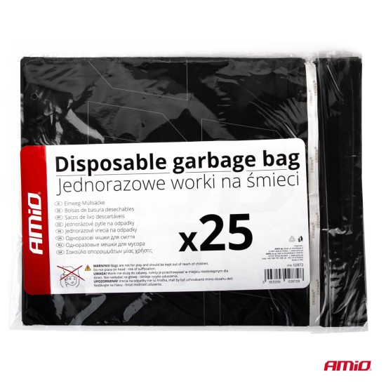 Amio - ΣΑΚΟΥΛΕΣ ΑΠΟΡΡΙΜΑΤΩΝ ΟΧΗΜΑΤΟΣ (ΥΛΙΚΟ: PE ΠΛΑΣΤΙΚΟ) ΜΑΥΡΟ ΧΡΩΜΑ - 25 τεμ. (02872/AM)