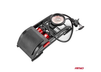 Amio - ΤΡΟΜΠΑ ΑΕΡΟΣ ΠΟΔΗΛΑΤΟΥ ΠΟΔΙΟΥ ΔΙΠΛΟ ΠΙΣΤΟΝΙ 2x45mm ΜΕΤΑΛΛΙΚΗ 160PSI ΜΕ ΜΑΝΟΜΕΤΡΟ PU07 - 1 τεμ. (02894/AM)