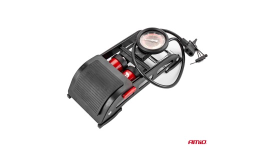 Amio - ΤΡΟΜΠΑ ΑΕΡΟΣ ΠΟΔΗΛΑΤΟΥ ΠΟΔΙΟΥ ΔΙΠΛΟ ΠΙΣΤΟΝΙ 2x45mm ΜΕΤΑΛΛΙΚΗ 160PSI ΜΕ ΜΑΝΟΜΕΤΡΟ PU07 - 1 τεμ. (02894/AM)