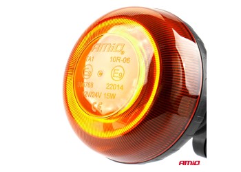 Amio - ΦΑΡΟΣ ΠΕΡΙΣΤΡΕΦΟΜΕΝΟΣ LED MINI 12/24V 18SMD ΕΛΑΣΤΙΚΟΣ ΒΙΔΩΤΟΣ ΠΟΡΤΟΚΑΛΙ 138x86mm -1 ΤΕΜ. (02921/AM)