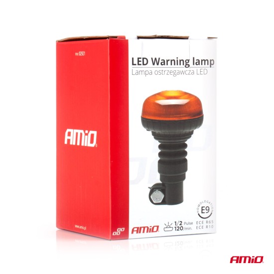 Amio - ΦΑΡΟΣ ΠΕΡΙΣΤΡΕΦΟΜΕΝΟΣ LED MINI 12/24V 18SMD ΕΛΑΣΤΙΚΟΣ ΒΙΔΩΤΟΣ ΠΟΡΤΟΚΑΛΙ 138x86mm -1 ΤΕΜ. (02921/AM)