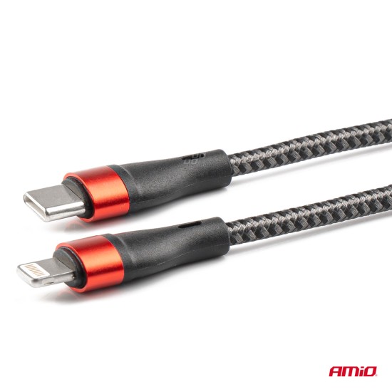 Amio - ΚΑΛΩΔΙΟ ΦΟΡΤΙΣΗΣ ΚΑΙ ΣΥΓΧΡΟΝΙΣΜΟΥ USB TYPE C ΣΕ APPLE LIGHTNING 100cm 2.4A UC-17 - 1 ΤΕΜ. (02929/AM)