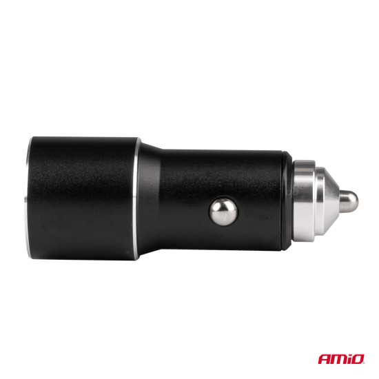 Amio - ΦΟΡΤΙΣΤΗΣ ΑΝΑΠΤΗΡΑ ΚΙΝΗΤΩΝ ΑΛΟΥΜΙΝΙΟΥ 12/24V USB + USB TYPE C 38W FAST CHARGE PRO-08 - 1 τεμ. (02934/AM)