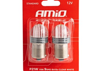 Amio - ΛΑΜΠΑΚΙΑ LED P21W 12V 6.000K 500lm 9SMD x 2835 ΜΟΝΟΠΟΛΙΚΑ - 2ΤΕΜ. (02953/AM)