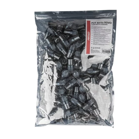Amio - P21W 12V Ba15s 500lm 6.000K 9SMDx2835 LED ΛΕΥΚΟ ΜΟΝΟΠΟΛΙΚΟ - 100 ΤΕΜ. (02954/AM)