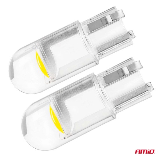 Amio - T10 W5W 12V COB LED ΛΕΥΚΟ ΧΡΩΜΑ CLEAR WHITE 100ΤΕΜ. (02955/AM)
