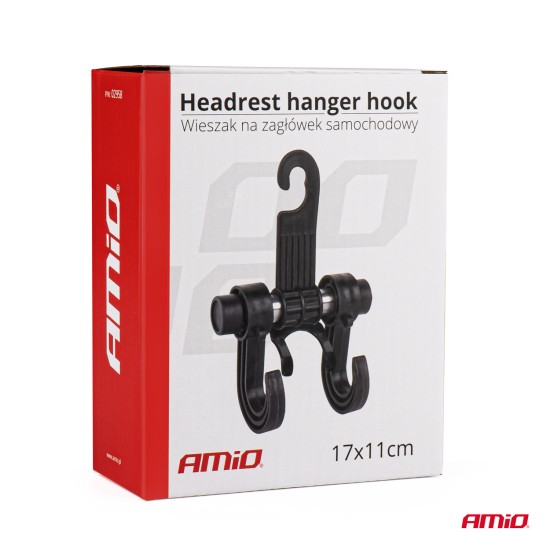 Amio - ΚΡΕΜΑΣΤΡΑ ΠΡΟΣΚΕΦΑΛΟΥ ΚΑΘΙΣΜΑΤΟΣ ΜΕ 2 ΓΑΝΤΖΟΥΣ (ΜΑΥΡΟ/ PP ΠΛΑΣΤΙΚΟ) - 1 ΤΕΜ. (02958/AM)