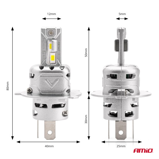 Amio - ΛΑΜΠΕΣ LED H4 10-16V 72W 6.500K 7920lm CANBUS (ΑΝΕΜΙΣΤΗΡΑΚΙ) X2 SERIES - 2ΤΕΜ. (02972/AM)