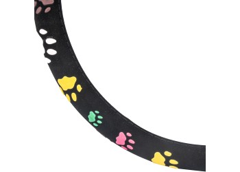 Amio - ΚΑΛΥΜΜΑ ΤΙΜΟΝΙΟΥ SWC-46 (M) 37-39cm ΜΑΥΡΟ ΜΕ ΣΧΕΔΙΟ ΠΟΛΥΧΡΩΜΕΣ ΠΑΤΟΥΣΕΣ ΣΚΥΛΟΥ - 1 ΤΕΜ. (02986/AM)