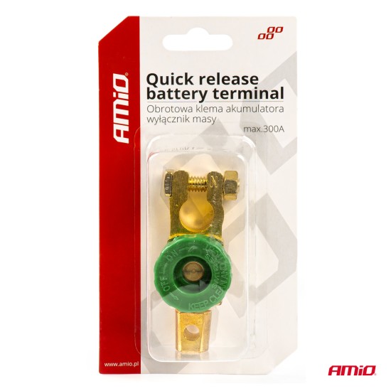 Amio - ΠΟΛΟΣ ΜΠΑΤΑΡΙΑΣ ΑΣΦΑΛΕΙΑΣ & ΔΙΑΚΟΠΗΣ ΡΕΥΜΑΤΟΣ 12/24V 300A ΜΟΝΟ ΓΙΑ ΤΟ ( - )ΠΛΗΝ - 1 Τεμ. (03022/AM)