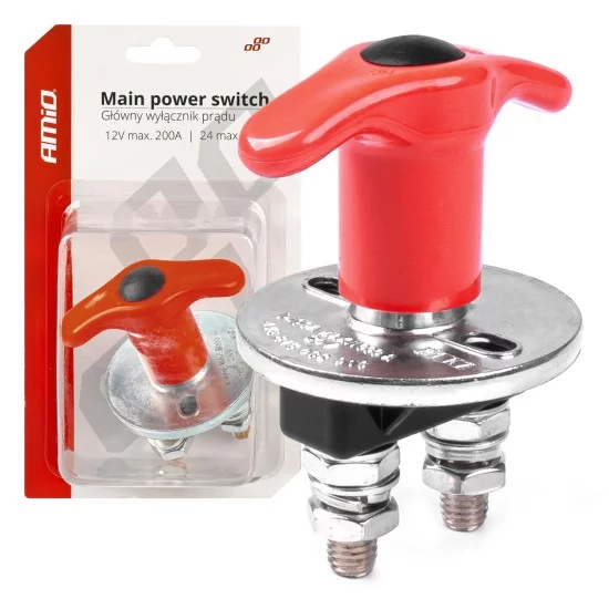 Amio - ΚΕΝΤΡΙΚΟΣ ΔΙΑΚΟΠΤΗΣ ΜΠΑΤΑΡΙΑΣ ΓΕΝΙΚΟΥ ΡΕΥΑΜΤΟΣ 12/24V 200A (KILLER SWITCH) - 1 ΤΕΜ. (03024/AM)