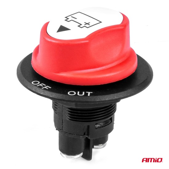 Amio - ΔΙΑΚΟΠΤΗΣ POWER-OFF ΜΠΑΤΑΡΙΑΣ ΓΕΝΙΚΟΥ ΡΕΥΜΑΤΟΣ 12-32V 50A 29mm 3 ΛΕΙΤΟΥΡΓΙΩΝ - 1 ΤΕΜ. (03025/AM)