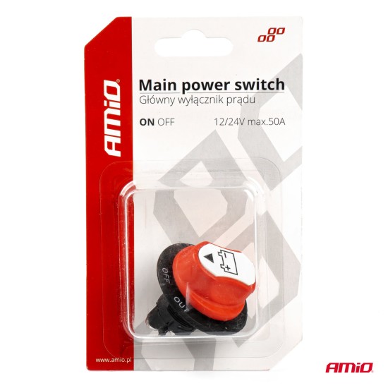 Amio - ΔΙΑΚΟΠΤΗΣ POWER-OFF ΜΠΑΤΑΡΙΑΣ ΓΕΝΙΚΟΥ ΡΕΥΜΑΤΟΣ 12-32V 50A 29mm 3 ΛΕΙΤΟΥΡΓΙΩΝ - 1 ΤΕΜ. (03025/AM)
