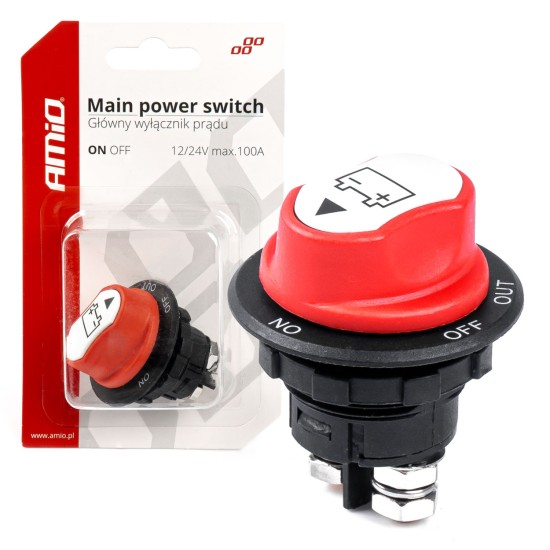 Amio - ΔΙΑΚΟΠΤΗΣ POWER-OFF ΜΠΑΤΑΡΙΑΣ ΓΕΝΙΚΟΥ ΡΕΥΜΑΤΟΣ 12>32V max100A preak 500A 29mm 3 ΛΕΙΤΟΥΡΓΙΩΝ - 1 ΤΕΜ. (03026/AM)