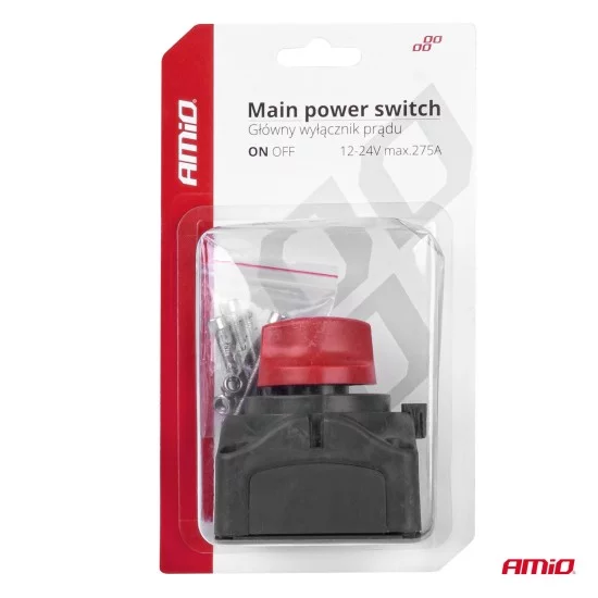 Amio - ΔΙΑΚΟΠΤΗΣ POWER-OFF ΓΕΝΙΚΟΥ ΡΕΥΜΑΤΟΣ ΜΠΑΤΑΡΙΑΣ ΣΕ ΒΑΣΗ 12-24V 275A - 1 ΤΕΜ. (03028/AM)