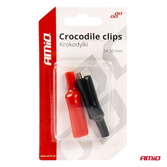 Amio - ΑΚΡΟΔΕΚΤΕΣ (ΚΡΟΚΟΔΕΙΛΑΚΙΑ) ΜΠΑΤΑΡΙΑΣ 5A 50mm ΜΕ ΜΟΝΩΣΗ ΧΩΡΙΣ ΚΑΛΩΔΙΟ - 2 ΤΕΜ. (03045/AM)