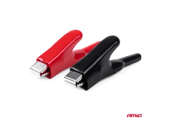 Amio - ΑΚΡΟΔΕΚΤΕΣ (ΚΡΟΚΟΔΕΙΛΑΚΙΑ) ΜΠΑΤΑΡΙΑΣ 25A 75mm ΜΕ ΜΟΝΩΣΗ ΧΩΡΙΣ ΚΑΛΩΔΙΟ - 2 ΤΕΜ. (03046/AM)