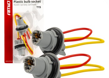 Amio - ΦΙΣΑ 12/24V ΓΙΑ ΛΑΜΠΕΣ T15/W5W/W16W ME ΚΑΛΩΔΙΟ - 2 ΤΕΜ. (03049/AM)