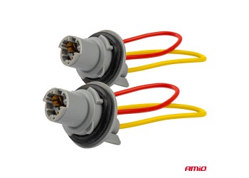 Amio - ΦΙΣΑ 12/24V ΓΙΑ ΛΑΜΠΕΣ T15/W5W/W16W ME ΚΑΛΩΔΙΟ - 2 ΤΕΜ. (03049/AM)