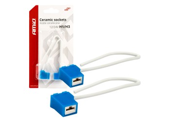 Amio - ΦΙΣΑ ΚΕΡΑΜΙΚΗ ΓΩΝΙΑ 12/24V ΓΙΑ ΛΑΜΠΕΣ ΑΛΟΓΟΝΟΥ H1/H3 ΜΕ ΚΑΛΩΔΙΟ - 2 ΤΕΜ. (03051/AM)