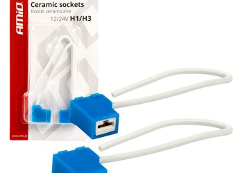 Amio - ΦΙΣΑ ΚΕΡΑΜΙΚΗ ΓΩΝΙΑ 12/24V ΓΙΑ ΛΑΜΠΕΣ ΑΛΟΓΟΝΟΥ H1/H3 ΜΕ ΚΑΛΩΔΙΟ - 2 ΤΕΜ. (03051/AM)