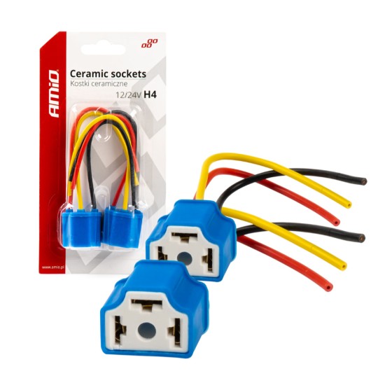 Amio - ΦΙΣΕΣ ΚΕΡΑΜΙΚΕΣ ΓΙΑ H4 ΛΑΜΠΕΣ ΑΛΟΓΟΝΟΥ ΜΕ ΚΑΛΩΔΙΟ - 2 TEM. (03052/AM)