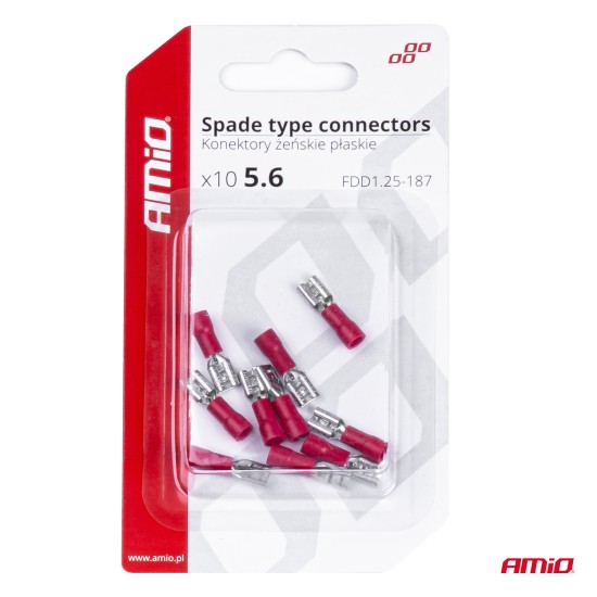 Amio - ΦΙΣΑΚΙΑ ΘΗΛΥΚΑ ΚΟΚΚΙΝΑ FDD1 1,25-187 /10A/ 5,6mm ΑΜΟ - 10 ΤΕΜ. (03061/AM)
