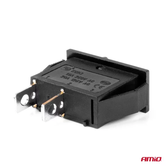 Amio - ΔΙΑΚΟΠΤΗΣ ON/OFF 2 ΕΠΑΦΩΝ 12V 20A 10mm x 26mm ΜΑΥΡΟΣ - 1 ΤΕΜ. (03081/AM)